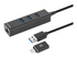Manhattan USB-C & USB-A Combo Dock/Hub, Ports (4): Ethernet and USB-A (x3), 5 Gbps (USB 3.2 Gen1 aka USB 3.0), External Power Supply Not Needed, USB-A Male with Attachable USB-C Male Adapter, SuperSpeed USB, Black, Three Year Warranty, Retail Box