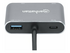 Manhattan USB-C Dock/Hub, Ports (x4):  HDMI, USB-A, USB-C and VGA, With Power Delivery (87W) to USB-C Port (Note add USB-C wall charger and USB-C cable needed), All Ports can be used at the same time, Aluminium, Space Grey, Three Year Warranty, Retail Box