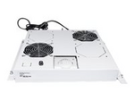 Intellinet 2-Fan Ventilation Unit for 19" Racks, Roof Mount, with Thermostat, Grey