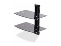 StarTech.com Dual Floating Wall-Mounted AV Shelves, Adjustable Height Shelf For Under TV, Organize A/V Equipment On Black Tempered Glass Shelves
