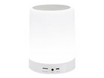 Manhattan Sound Science Bluetooth Speaker (Clearance Pricing), 5 hour Playback time, Range 10m, microSD card reader (32GB), Aux 3.5mm connector, Output 3W, USB-A charging cable included, 1200mAH battery, Bluetooth v5, Built-in hanger, White, 3 Year Warranty,Boxed