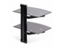 StarTech.com Dual Floating Wall-Mounted AV Shelves, Adjustable Height Shelf For Under TV, Organize A/V Equipment On Black Tempered Glass Shelves hylla