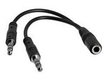 3,5 mm 4-polig till 2x 3-polig 3,5 mm headsetsplitteradapter – F/M