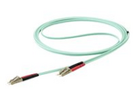 10 m OM4 LC to LC Multimode Duplex Fiber Optic Patch Cable- Aqua