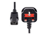 6ft (1.8m) UK Computer Power Cable, 18AWG, BS 1363 to C13 Power Cord, 10A 250V, Black Replacement AC Power Cord, Monitor Power Cable, BS 1363 to IEC 60320 C13 Kettle Lead