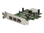 2b 1a lågprofils 1394 PCI Express FireWire-kortadapter med 3 portar