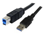 3 m svart SuperSpeed USB 3.0-kabel A till B – M/M