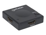Manhattan HDMI Switch 2-Port, 1080p, Connects x2 HDMI sources to x1 display, Automatic and Manual Switching (via button), No external power required, Black, Three Year Warranty, Blister