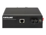 Intellinet Industrial Fast Ethernet Media Converter, 100Base-TX to 100Base-FX (SC) Single-mode, 20 km, IP40-rated Metal Housing, DIN-rail Mount