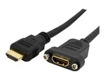 StarTech.com 3ft HDMI Female to Male Adapter, 4K High Speed Panel Mount HDMI Cable, 4K 30Hz UHD HDMI, 10.2 Gbps Bandwdith, 4K HDMI 1.4 Video, HDCP 1.4, HDMI Female to HDMI Male Cable
