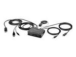 2-Port Hybrid USB-C DisplayPort Cable KVM Switch, 4K 60Hz, Compact KVM with 6ft/1.8m USB-A/DisplayPort/Audio & 4ft/1.2m USB-C Integrated Host Cables, Bus Powered