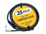 25-Pack Universal Laptop Lock 6.6ft (2m), Master Keyed Locking Cable, Computer Security, Compatible w/Noble Wedge/Nano/K-Slot, Anti-Theft Cut-Resistant Cable