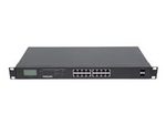 Intellinet 16-Port Gigabit Ethernet PoE+ Switch with 2 SFP Ports, LCD Display, IEEE 802.3at/af Power over Ethernet (PoE+/PoE) Compliant, 370 W, Endspan, 19" Rackmount