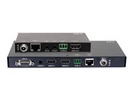Dual 4K HDMI HDBaseT + VGA, 3.5mm, and RS232 over Cat Switching Extender Box Transmitter to Ultra-Slim Box Receiver