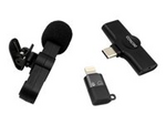 Trådlös mikrofon för vlogging, USB-C/Lightning-adapter, svart