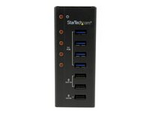 USB 3.0-hubb med 4 portar plus 3 dedicerade USB-laddningsportar (2x 1A & 1x 2A) – väggmonterbart metallhölje