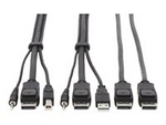 Tripp Lite Series Dual DisplayPort KVM Cable Kit 4K USB 3.5 mm Audio 3xM/3xM 6ft
