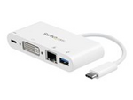 USB C Multiport Adapter, USB-C to DVI-D (Digital) Video Adapter with 60W Power Delivery Passthrough Charging, GbE, USB-A, Portable USB Type-C/Thunderbolt 3 Mini Laptop Dock