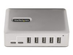 StarTech.com 7-Port USB-C Hub, 5x USB-A + 2x USB-C, Self-Powered w/ 65W Power Supply, USB 3.1 10Gbps Hub w/ BC1.2 Charging, Desktop/Laptop USB Hub with 3ft Locking USB-IF Certified Cable