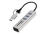 LogiLink - Hubb - SD/microSD kortplats, 2-i-1 anslutningskabel, 5 Gbit/s