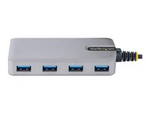 4-Port USB Hub, USB 3.0 5Gbps, Bus Powered, USB-A to 4x USB-A Hub with Optional Auxiliary Power Input, Portable Desktop/Laptop USB Hub with 1ft (30cm) Attached Cable