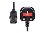 3ft (1m) UK Computer Power Cable, BS 1363 to C13 Power Cord, 18AWG, 10A 250V, Black Replacement AC Power Cord, Monitor Power Cable, BS 1363 to IEC 60320 C13 Kettle Lead
