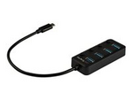 4 Port USB C Hub, USB-C to 4x USB 3.0 Type-A Ports with Individual On/Off Port Switches, SuperSpeed 5Gbps USB 3.1/3.2 Gen 1, USB Bus Powered, Portable, 10" Attached Cable
