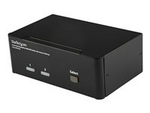 Dubbel USB DisplayPort KVM-switch med 2 portar, audio & USB 2.0-hubb