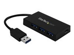 4 Port USB 3.0 Hub, USB Type-A Hub with 1x USB-C & 3x USB-A (SuperSpeed 5Gbps), USB Bus or Self-Powered, Portable USB 3.1/USB 3.2 Gen 1 BC 1.2 Charging Hub w/ Power Adapter