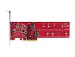 Dual M.2 PCIe SSD Adapter Card, x8 / x16 Dual NVMe or AHCI M.2 SSD to PCI Express 4.0, Up to 7.8GBps/Drive, For 2242/2260/2280/22110mm PCIe M-Key M2 SSDs, Bifurcation Required