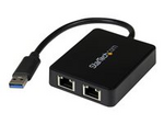 USB 3.0 till Dubbel Port Gigabit Ethernet-nätverksadapter med USB-port