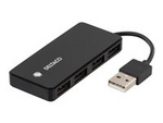 USB-A 2.0 hub, 4x USB-A female, black