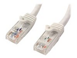 75ft CAT6 Ethernet Cable, 10 Gigabit Snagless RJ45 650MHz 100W PoE Patch Cord, CAT 6 10GbE UTP Network Cable w/Strain Relief, White, Wiring is UL Certified/TIA